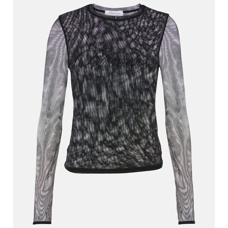 Blumarine Logo tulle-trimmed T-shirt