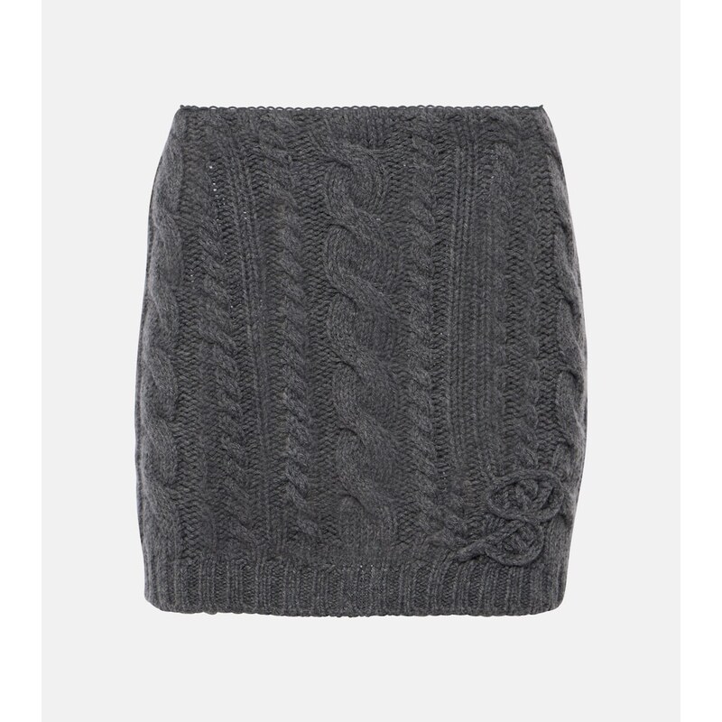 Blumarine Cable-knit wool and cashmere miniskirt