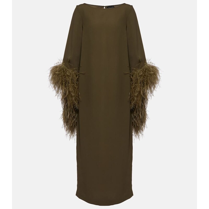 Taller Marmo Del Lago feather-trimmed midi dress