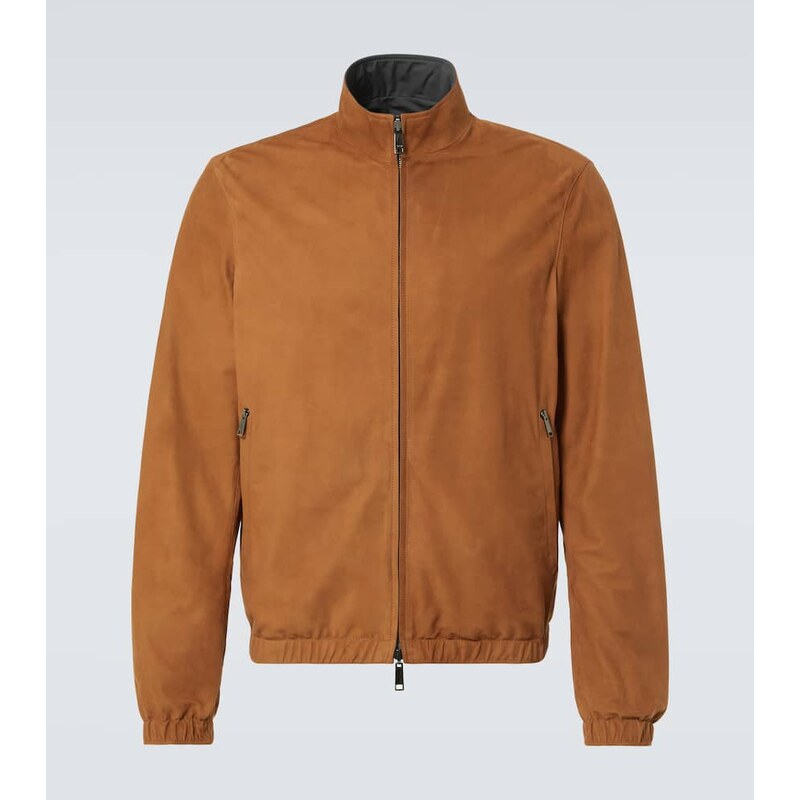 Kožená bunda Zegna Reversible v tmavé barvě