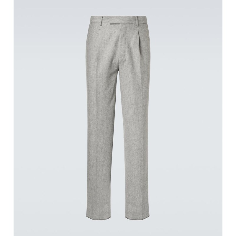 Pánské elegantní kalhoty Zegna Wool, světlá šedá barva