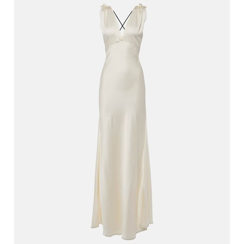 Victoria Beckham Gathered open-back crÃªpe satin gown