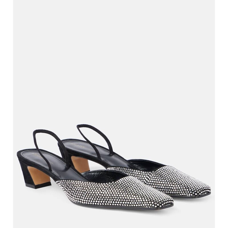 Khaite Roosevelt embellished leather slingback pumps