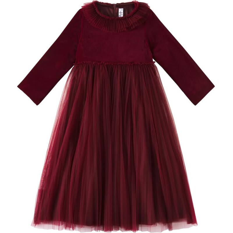 Il Gufo Tulle-trimmed velvet dress