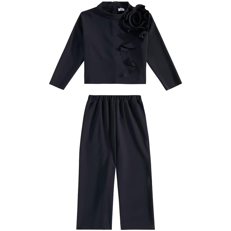 Il Gufo Floral-appliquÃ top and pants set
