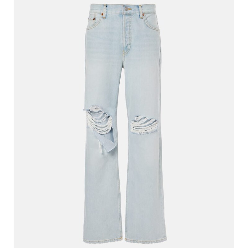 Re/Done Loose Long distressed straight jeans