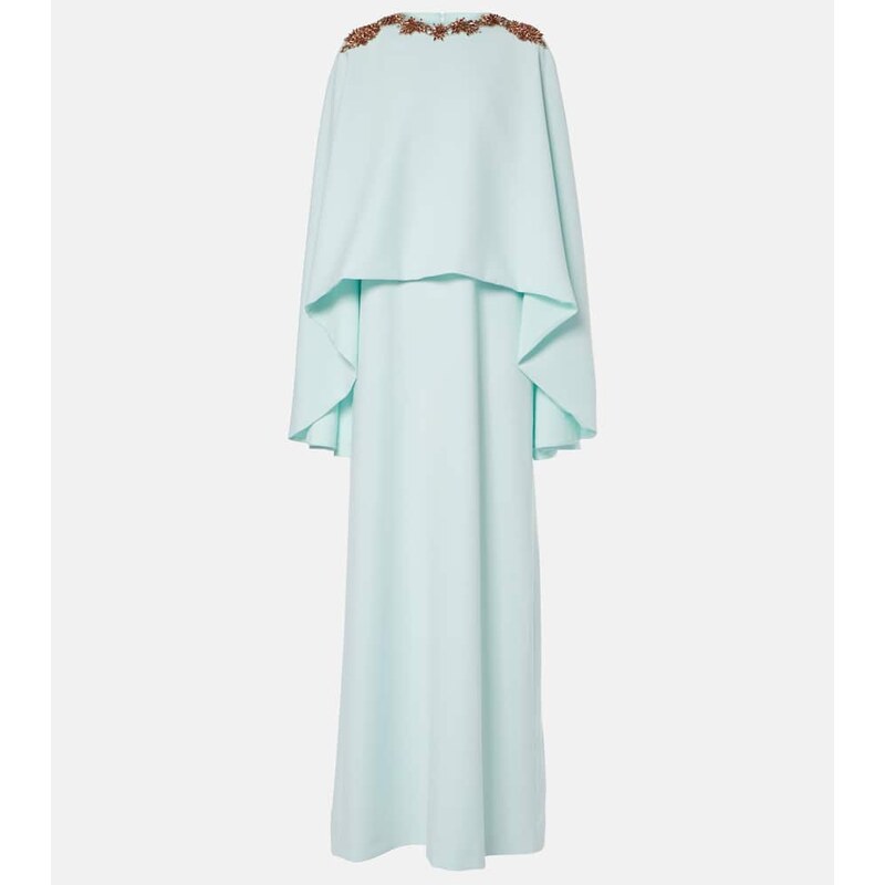 Costarellos Elin embellished caped crÃªpe gown