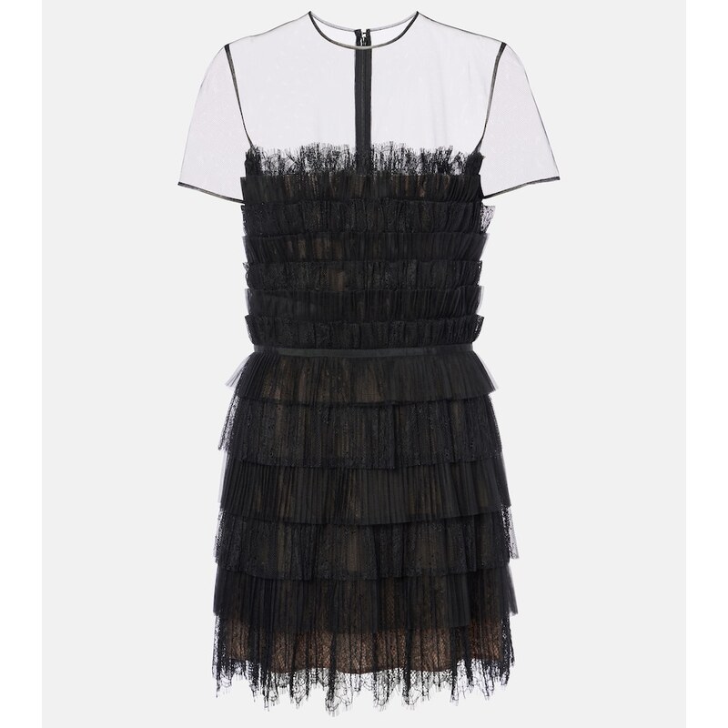 Costarellos Hayla tulle and chantilly lace minidress