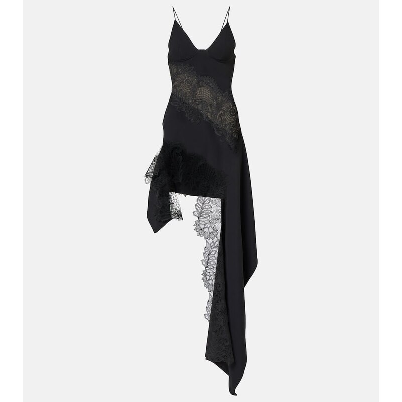David Koma Asymmetric lace-trimmed minidress