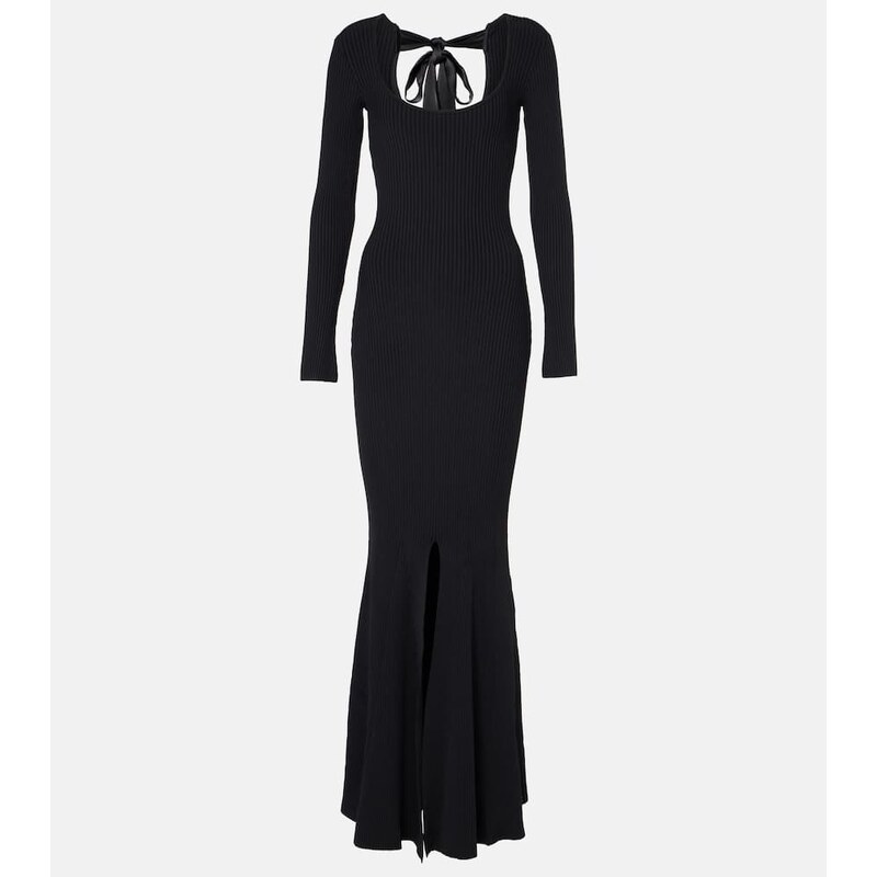 David Koma Ribbed-knit open-back jersey gown