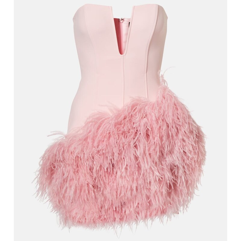 David Koma Feather-trimmed minidress