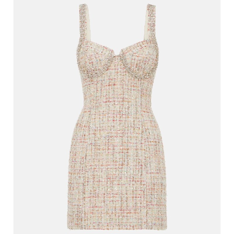 Self-Portrait Embellished bouclÃ minidress
