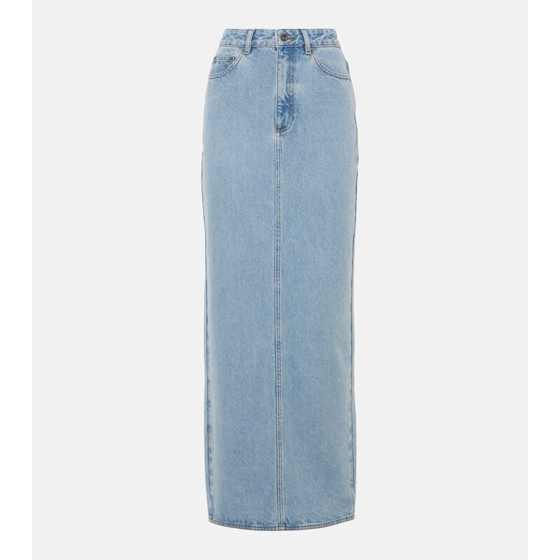 Self-Portrait High-rise denim maxi skirt