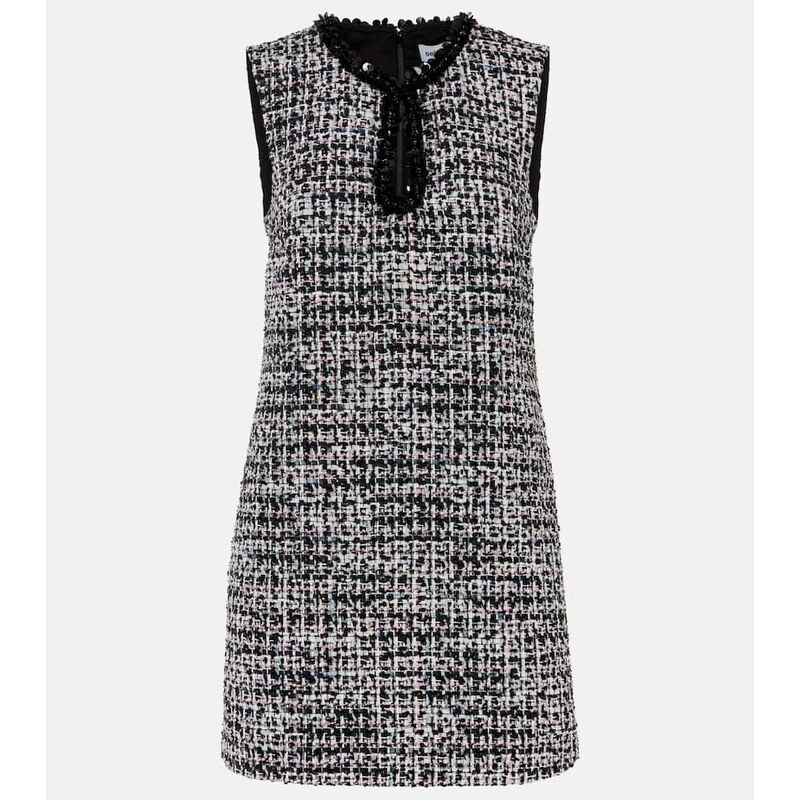 Self-Portrait Embellished bouclÃ minidress