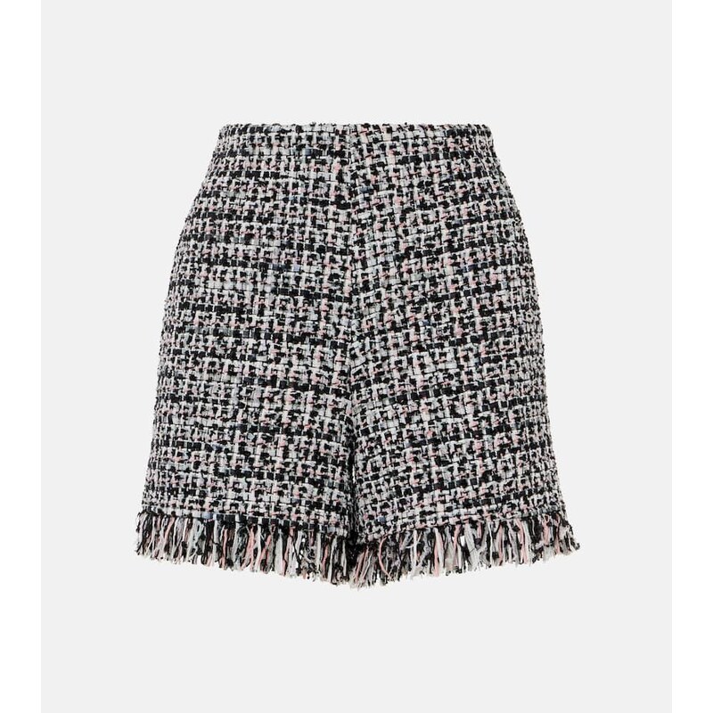 Self-Portrait Fringed high-rise bouclÃ shorts