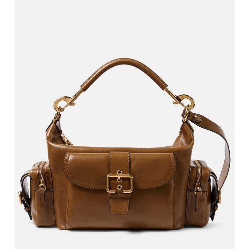 Chloé Small kůže kabelka v tmavém khaki