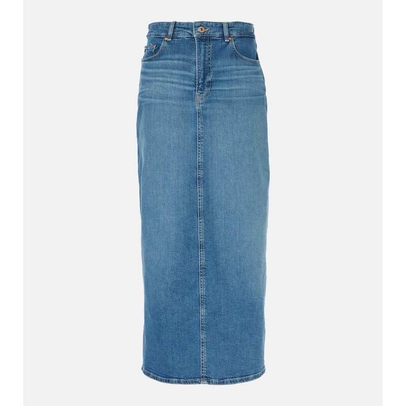 AG Jeans High-rise denim midi skirt