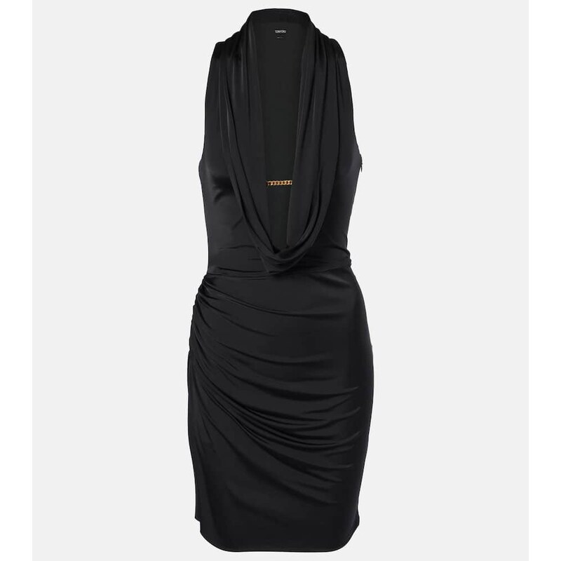 Tom Ford Šaty Draped jersey minidress černé barvy