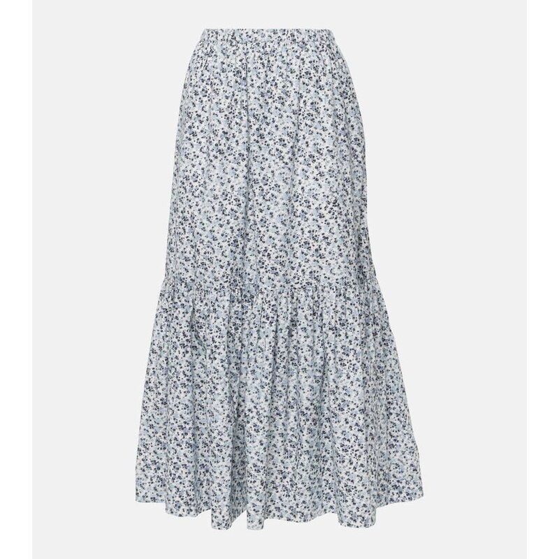 Ganni Floral cotton maxi skirt