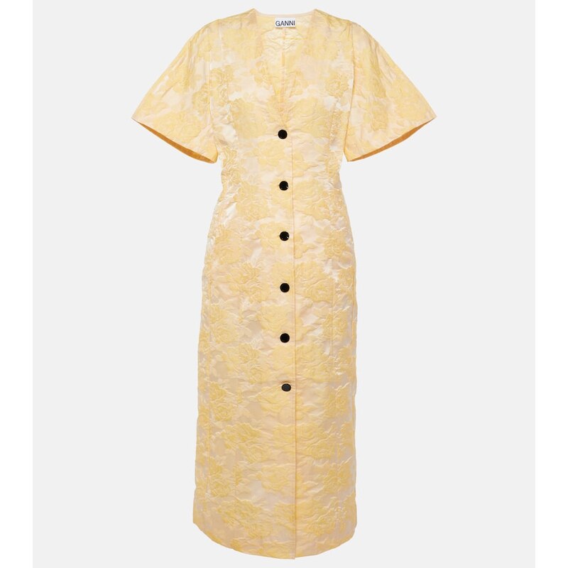 Ganni Floral jacquard shirt dress