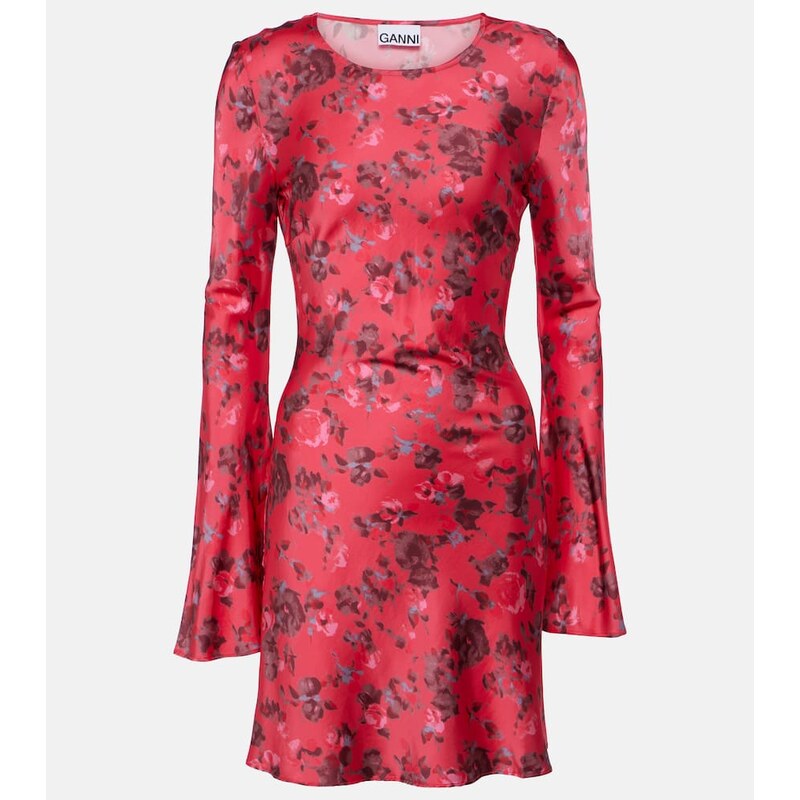 Ganni Floral satin minidress