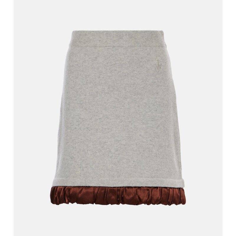 JW Anderson Satin-trimmed wool-blend midi skirt