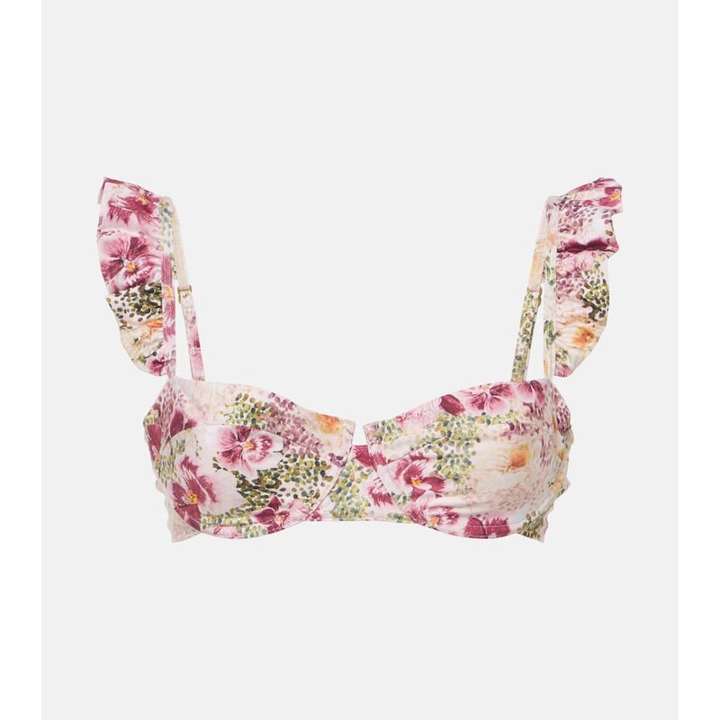 Agua by Agua Bendita Kiwi ruffled floral bikini top