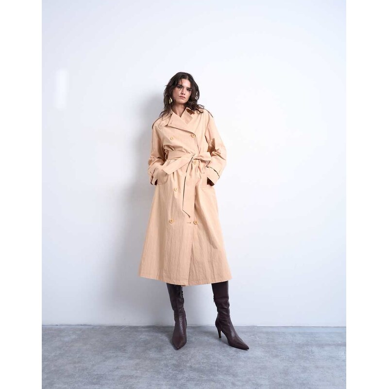 Topshop longline nylon mac in peach-Orange 113277278