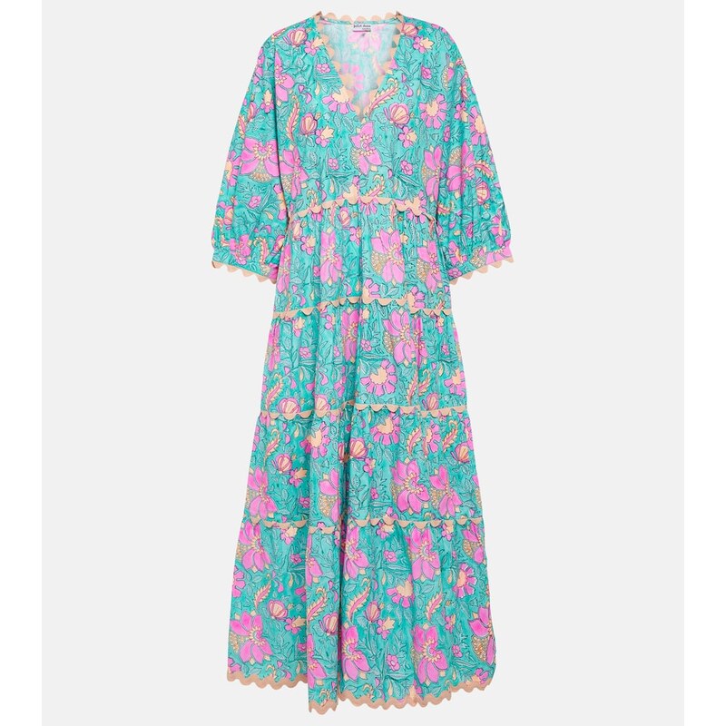 Juliet Dunn Colorblocked cotton poplin maxi dress