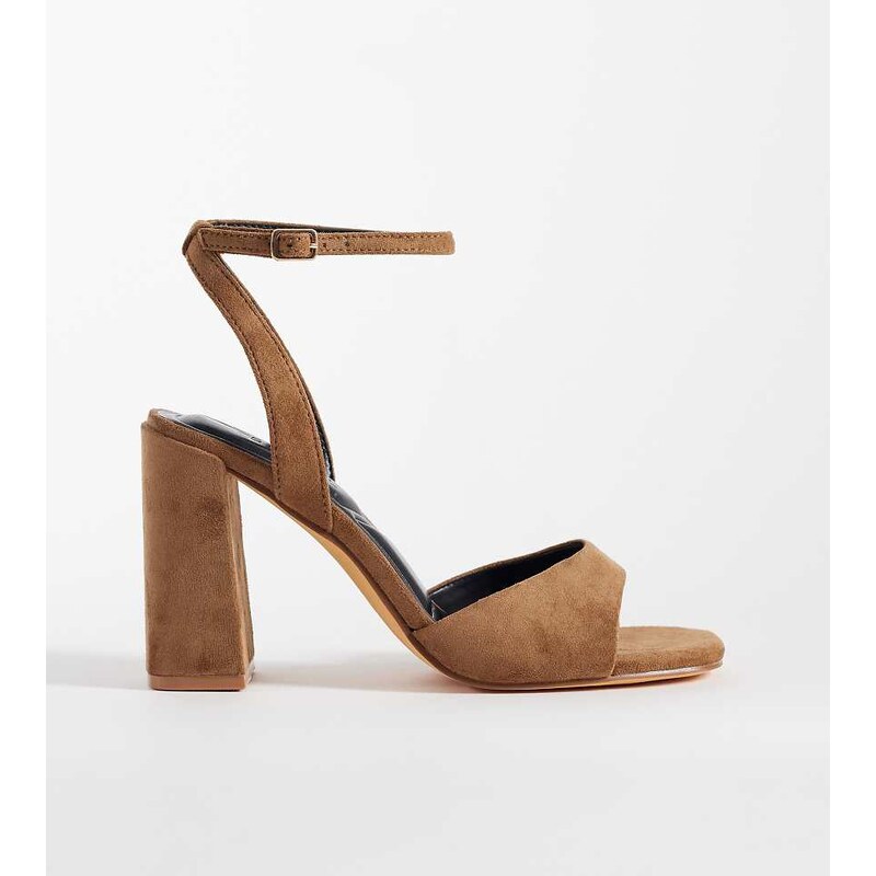 SEQWL Wide Fit block heeled sandal in taupe micro-Neutral 115517722