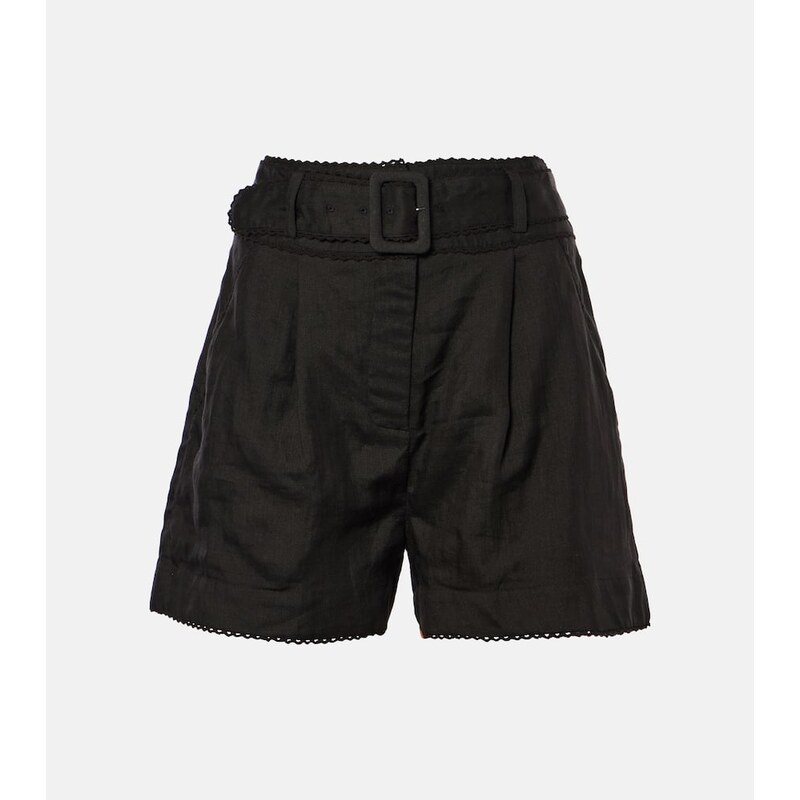 Veronica Beard Hobbes high-rise ramie shorts