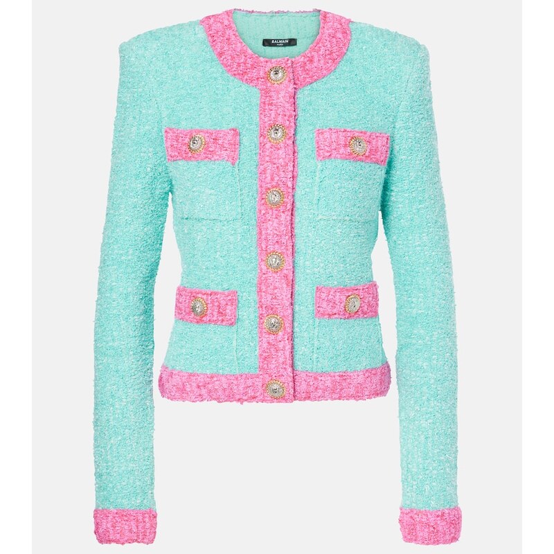Dámská knitted saka Balmain v barvě menthe/fuchsia