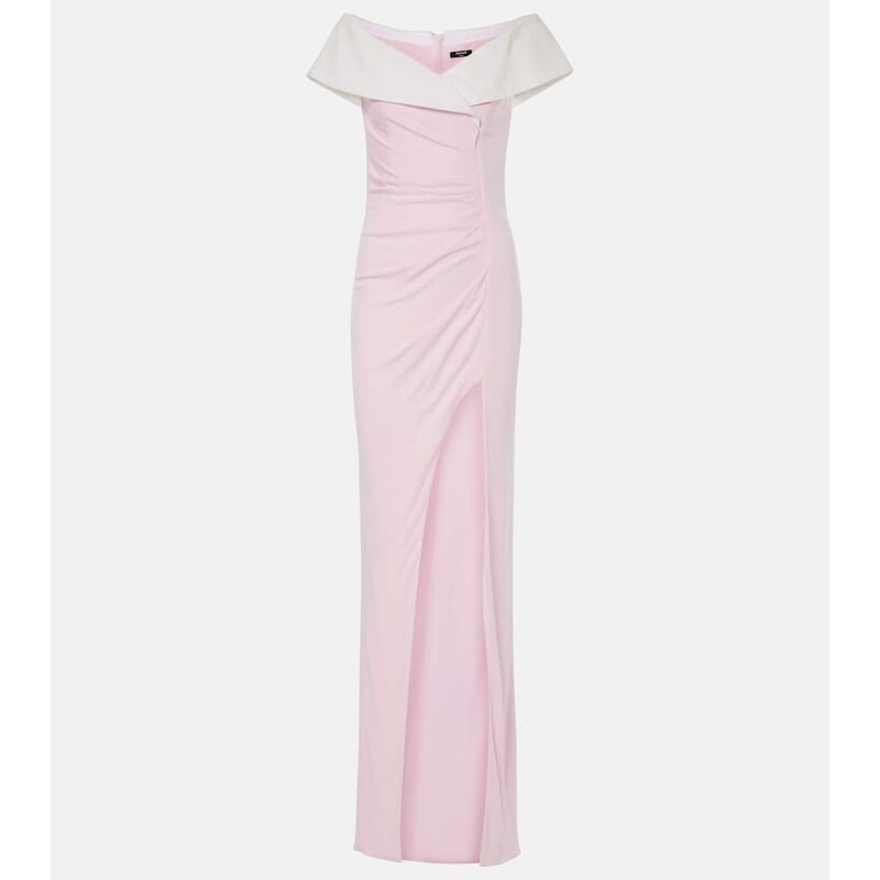 Balmain Draped off-shoulder jersey gown
