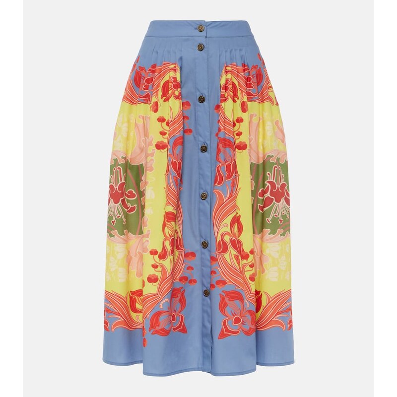 Etro Printed cotton poplin midi skirt