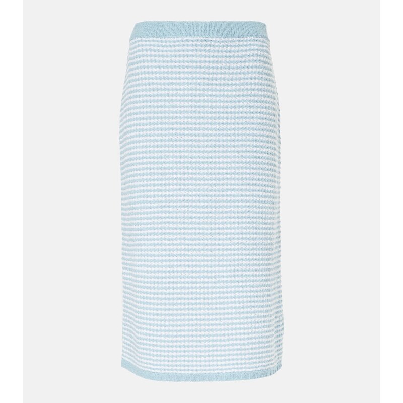 Tory Burch High-rise knitted cotton-blend midi skirt