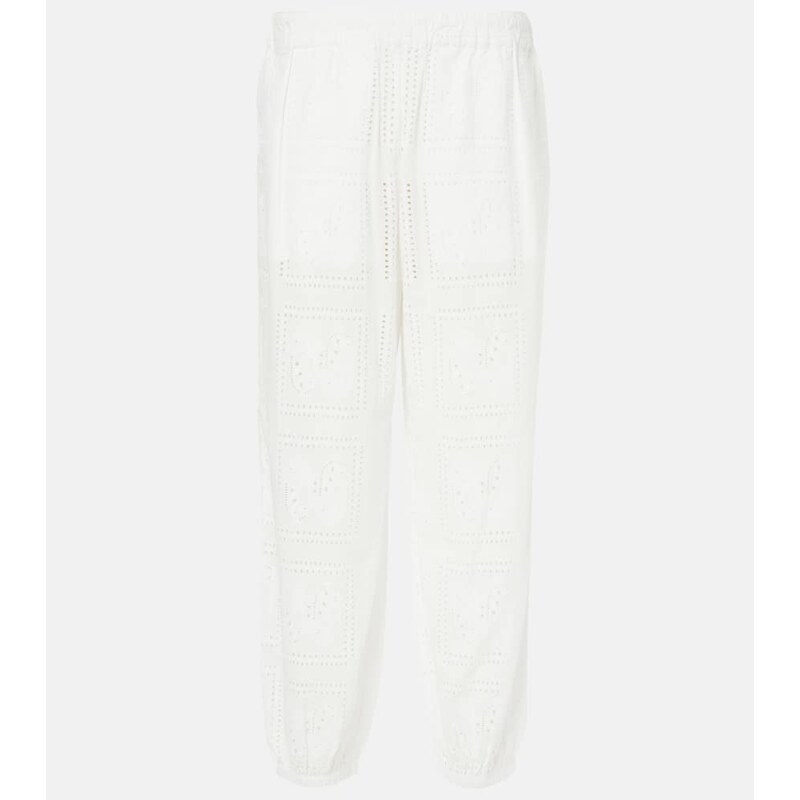 Tory Burch Broderie anglaise cotton cropped pants
