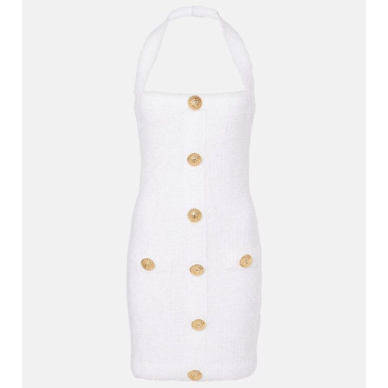 Balmain Halterneck minidress v barvě bílá