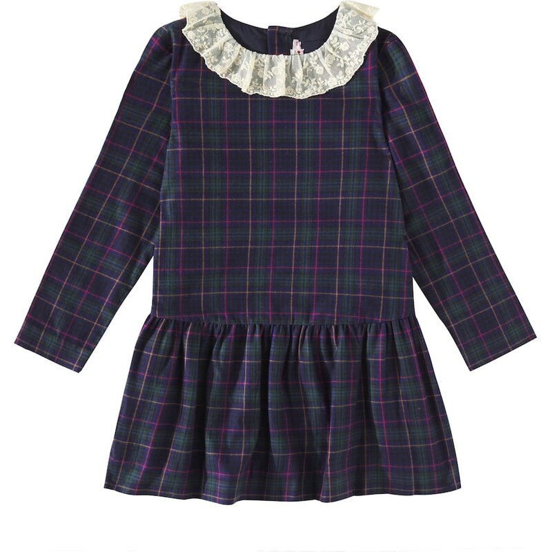 Bonpoint Mariela lace-trimmed plaid cotton dress