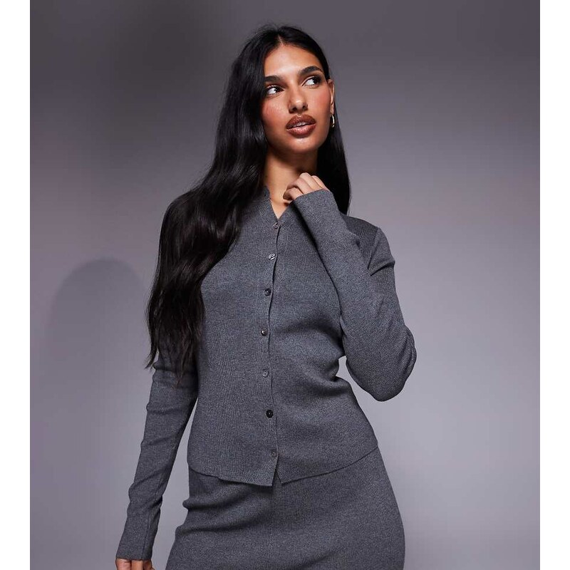 Kaiia exclusive fine knit button through cardigan co-ord in charcoal 113277396