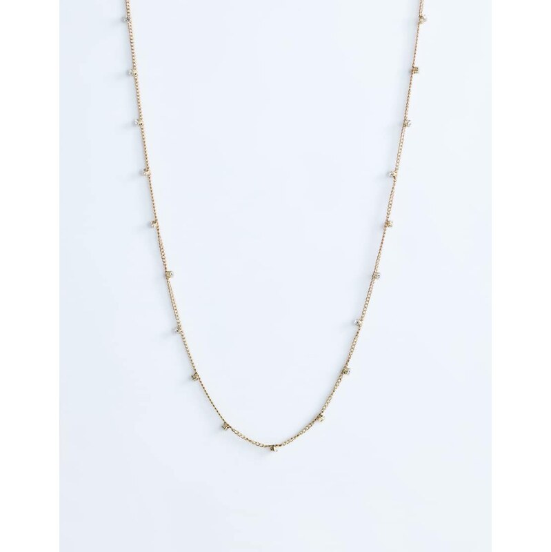 Topshop Demi chain necklace with diamantes in stainless gold 115522105