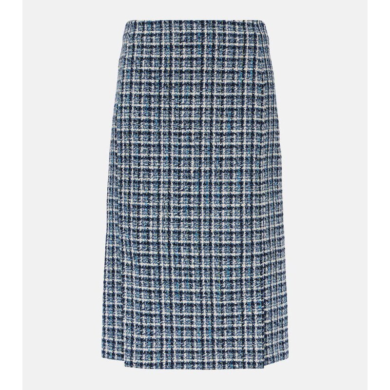 Etro High-rise cotton-blend tweed midi skirt
