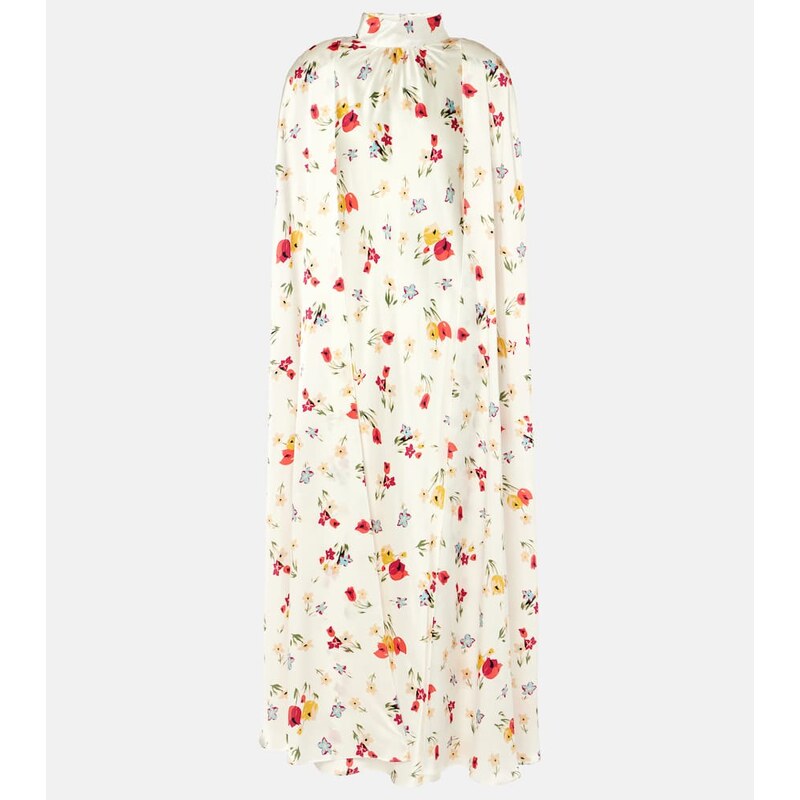 Rodarte Floral caped silk maxi dress