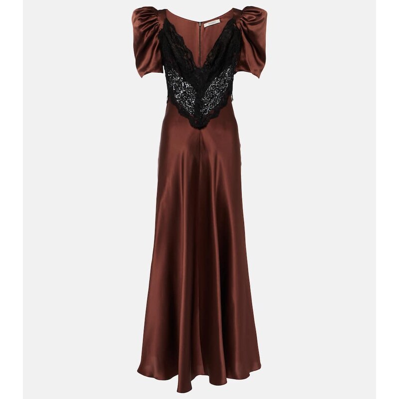 Rodarte Lace-trimmed silk charmeuse gown