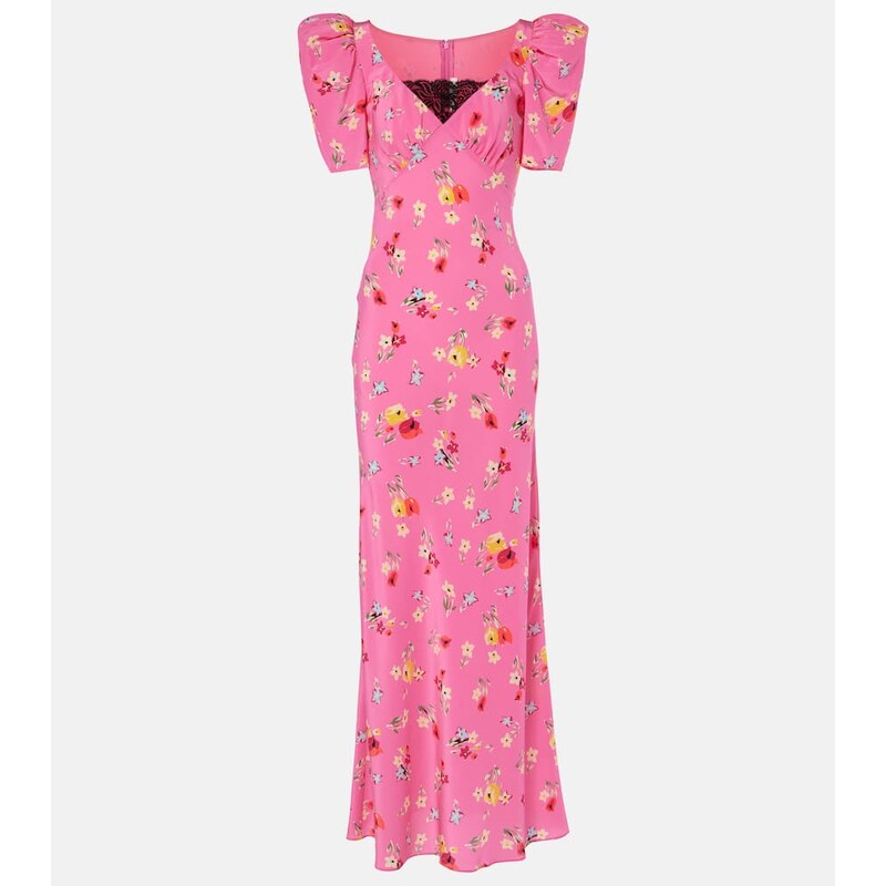 Rodarte Lace-trimmed silk maxi dress