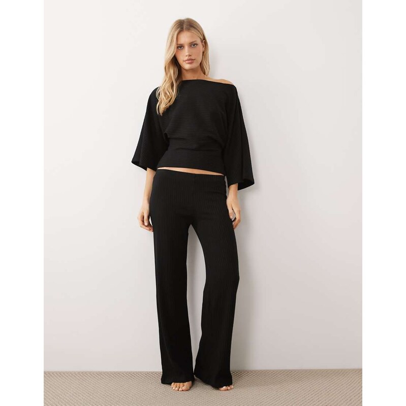 Gina Tricot co-ord rib trousers in black