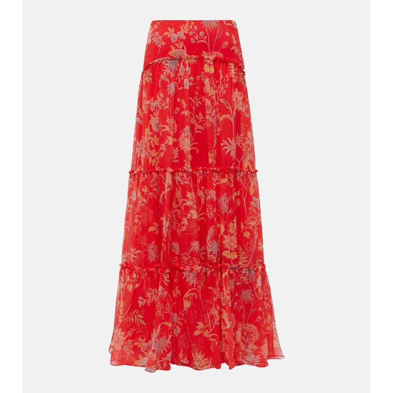 Etro Floral tiered silk maxi skirt
