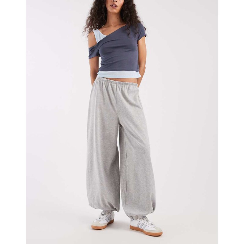 ASOS DESIGN jersey balloon leg trouser in grey marl