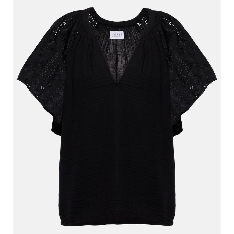Velvet Tish embroidered cotton top