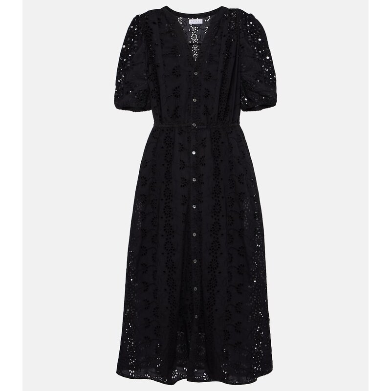 Velvet Rorio embroidered cotton midi dress