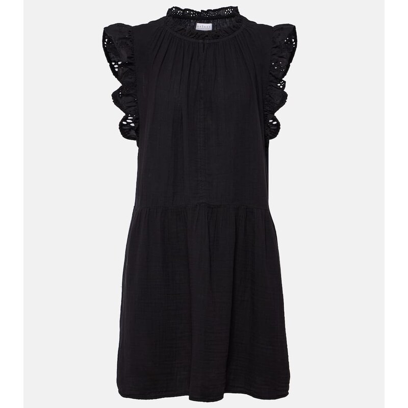 Velvet Grace lace-trimmed cotton minidress